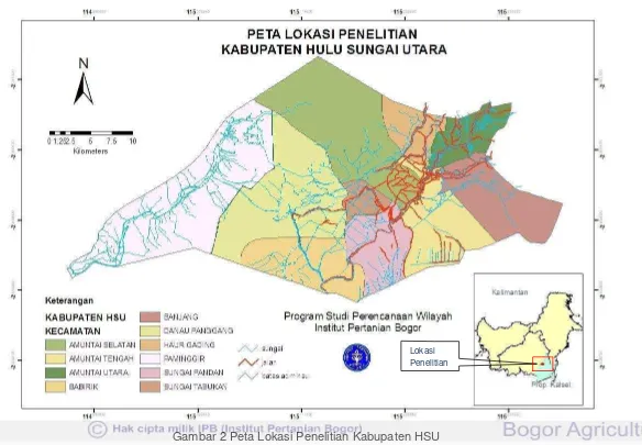 Gambar 2 Peta Lokasi Penelitian Kabupaten HSU  