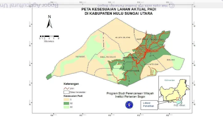 Gambar 10  Peta Kesesuaian Lahan Aktual Padi Kab. HSU 