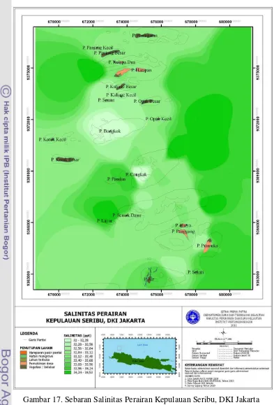 Gambar 17. Sebaran Salinitas Perairan Kepulauan Seribu, DKI Jakarta 