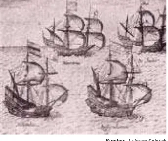 Gambar 2 .3  Angkatan laut Belandaper tama sampai ke Indonesia berlayar padatahun 1595