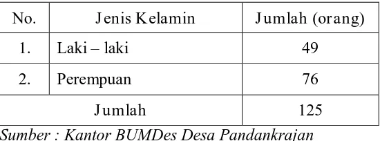Tabel 4.2 Daftar Anggota BUMDes Desa Pandankrajan 