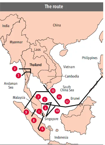 Tabel 2.2 Rute Jalur TAGP dalam Kawasan ASEAN