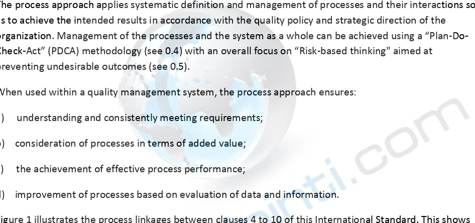 Figure 1 illustrates the process linkages between clauses 4 to 10 of this International Standard