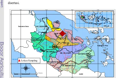 Gambar 3. Peta lokasi penelitian di Kabupaten Bengkalis-Meranti Provinsi Riau 