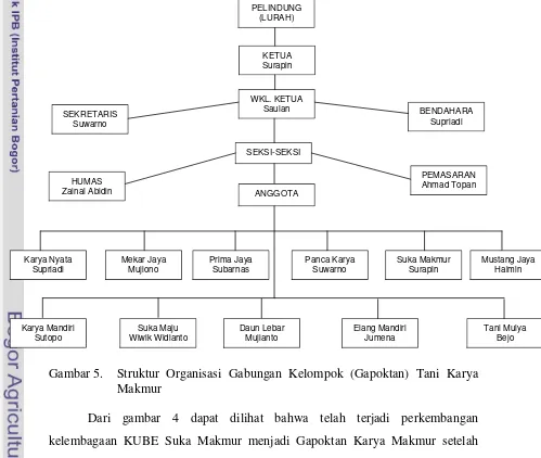 Gambar 5.  Struktur Organisasi Gabungan Kelompok (Gapoktan) Tani Karya 