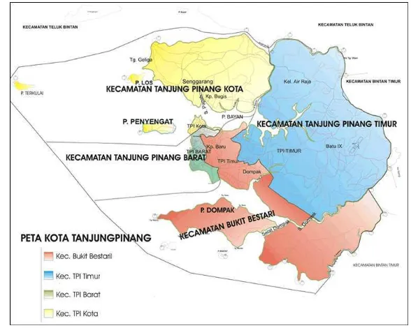 Gambar 9.  Peta Administratif Kota Tanjungpinang 