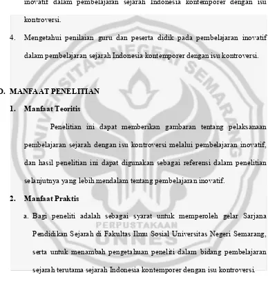 gambaran yang nyata tentang kondisi pembelajaran sejarah dan 