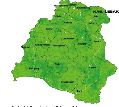 Gambar 3.1. Peta administrasi Kabupaten Lebak 