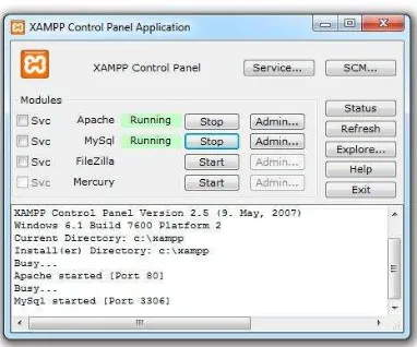 Gambar 3.4 : Tampilan aplikasi XAMPP Control Panel 