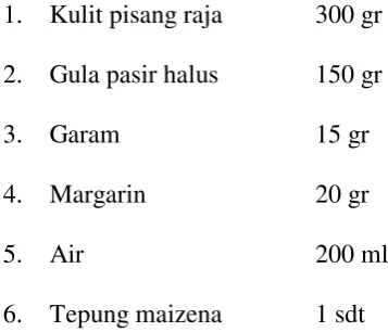 Tabel 2.3. Bahan-Bahan Dasar Selai Kulit Pisang Raja 