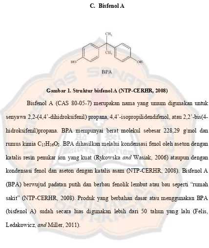 Gambar 1. Struktur bisfenol A (NTP-CERHR, 2008) 