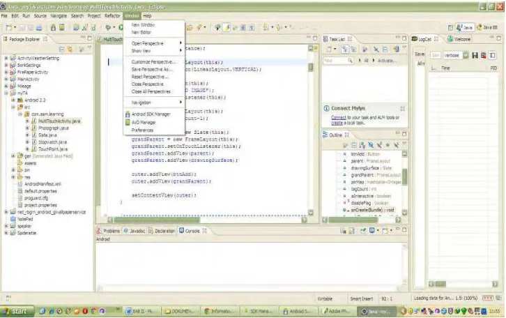 Gambar 2.6 Eclipse yang sudah terpasang ADT (Android Developtment Tools) 