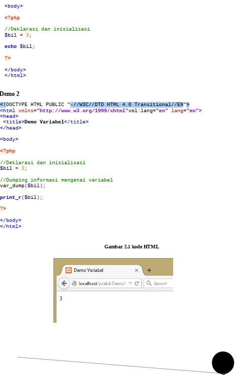 Gambar 2.1 kode HTML