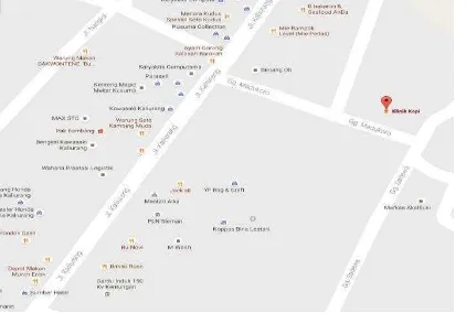 Gambar 5. Peta Lokasi Kedai Klinik Kopi (Sumber : google map, Agustus 2016) 