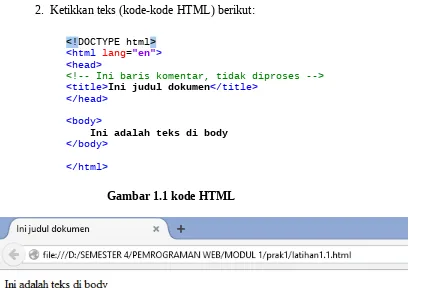 Gambar 1.1 kode HTML 