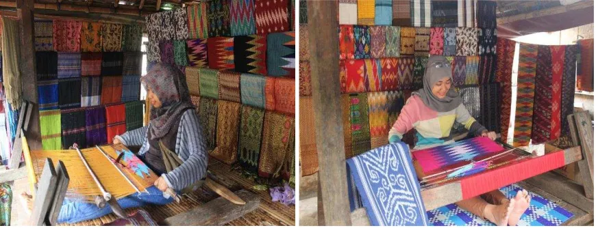 Gambar 5. Proses Menenun Songket 