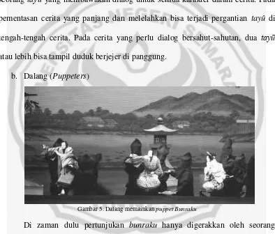 Gambar 5. Dalang memainkan puppet Bunraku 