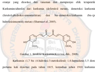 Gambar 1. Struktur Kurkumin(Kristina, dkk., 2006) 