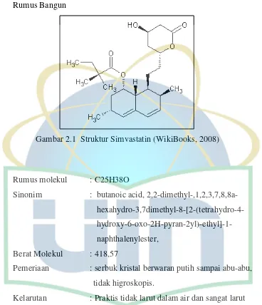 Gambar 2.1  Struktur Simvastatin (WikiBooks, 2008) 