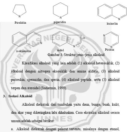 Gambar 3. Struktur jenis–jenis alkaloid 