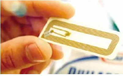 Gambar 2.1. RFID tag dengan silicon chip dan antena eksternal