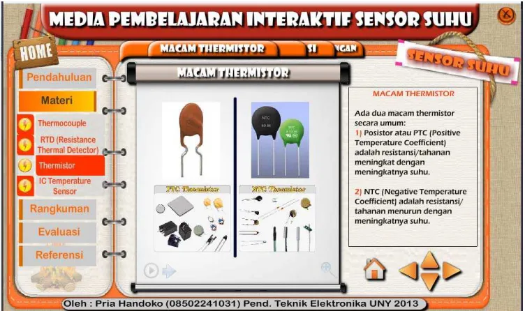 Gambar 21. Hasil implementasi tampilan pengertian thermistor 