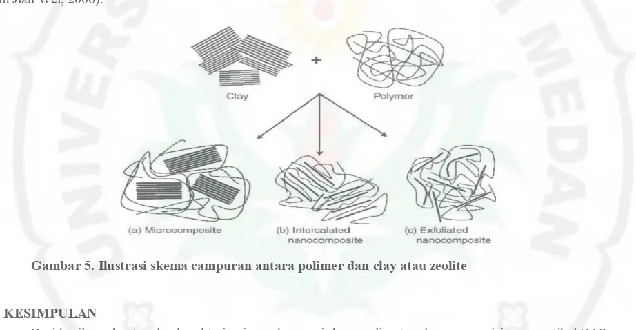 Gambar 5. Ilustrasi skema campuran antara polimer dan clay atau zeolite 