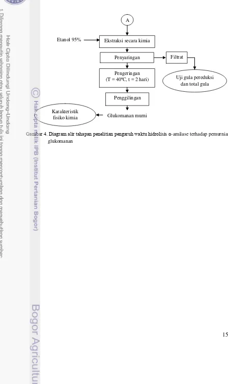 Gambar 4. Diagram alir tahapan penelitian pengaruh waktu hidrolisis α-amilase terhadap pemurnian 