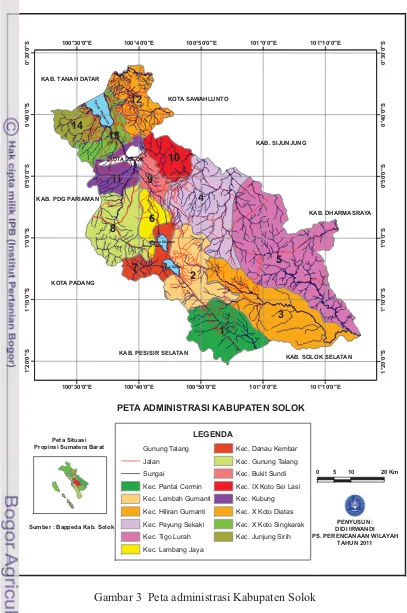 Gambar 3 Peta administrasi Kabupaten Solok