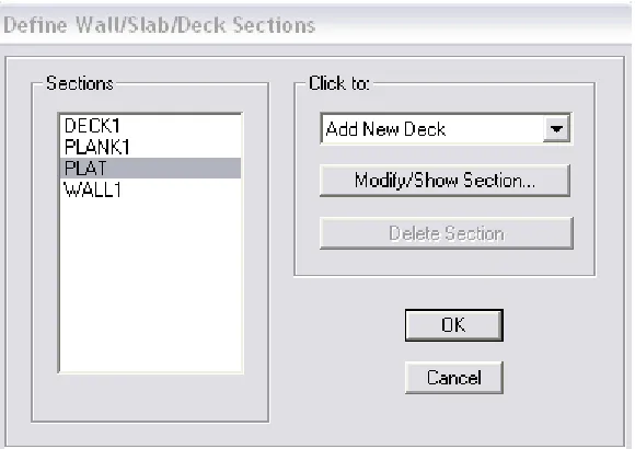 Gambar  Define Wall/Slab/Deck Section 