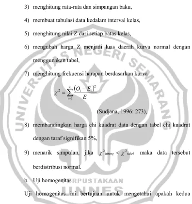 menarik simpulan, jika χ2hitung<χ2tabelberdistribusi normal.  