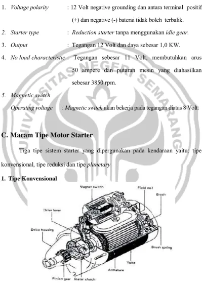 Gambar 6. Motor Starter Tipe Konvensional 