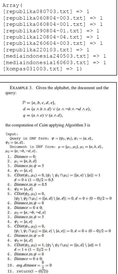 Gambar 9 Contoh perhitungan algoritma Belief Revision 