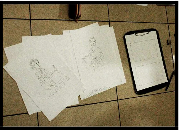 Gambar 41: Pembuatan Pola (Dokumentasi: Dimas Bayu Perkasa. 2014) 