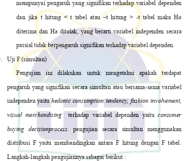 tabel memiliki derajat kebebasan : df1 = k – 1, dan df2 = n – k 