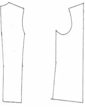 Gambar 1 : Pola lining jas pria bagian badan muka dan belakang 