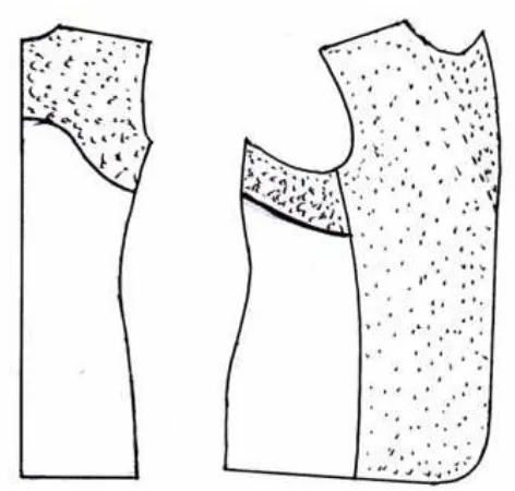 Gambar 5 : Pola interfacing jas pria bagian muka dan belakang 