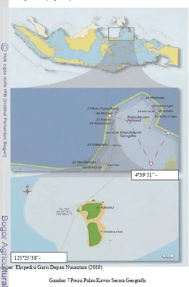 Gambar 7 Posisi Pulau Kawio Secara Geografis