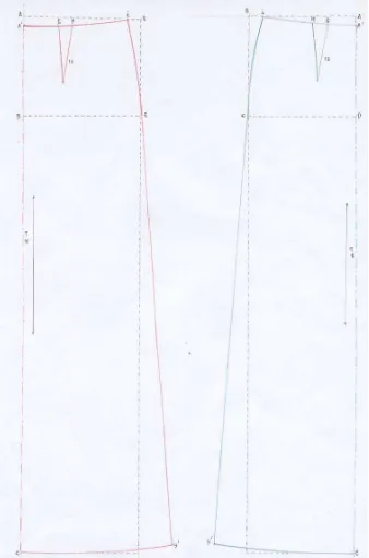 Gambar 27. Pola Dasar Rok Sistem Praktis skala 1:4 