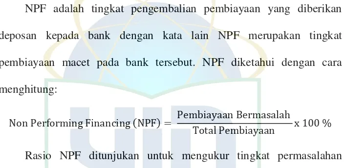 Tabel 2.1  Kriteria Kesehatan Non Performing Financing