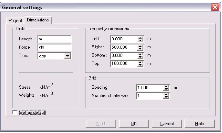 Gambar 3.4. Tampilan General Setting (Dimension) 