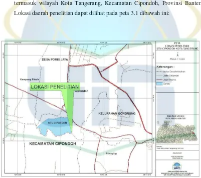 Gambar 3.1 Peta Lokasi Penelitian Situ Cipondoh  