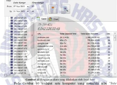 Gambar 11 Ringkasan akses yang dilakukan oleh local host 