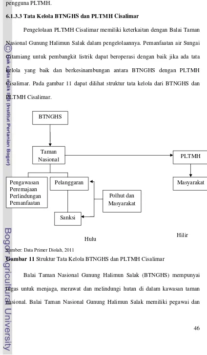 Gambar 11 Struktur Tata Kelola BTNGHS dan PLTMH Cisalimar 