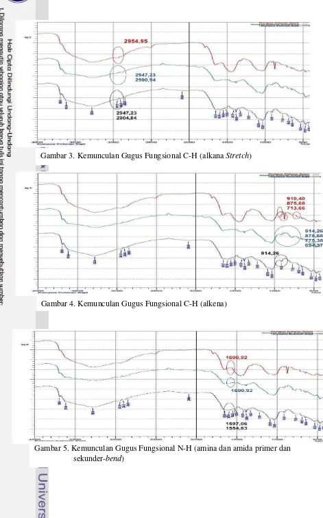 Gambar 5. Kemunculan Gugus Fungsional N-H (amina dan amida primer dan   