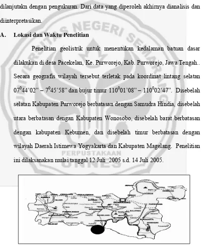 Gambar 3.1 Peta Jawa Tengah (kab. Purworejo dilingkari) 
