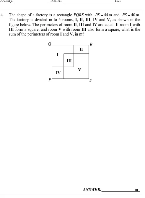 figure below. The perimeters of room IIIIIsum of the perimeters of room , III and IV are equal