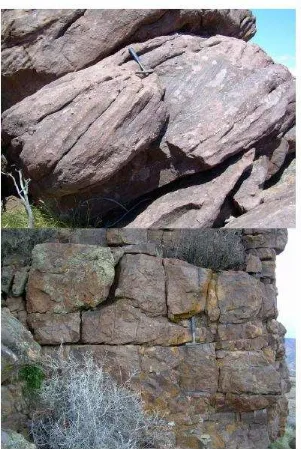 Gambar 15. Gambar dari braided fluvial sandstone (FA3) dalam bagian bawah Crouse Canyon (Gambar Atas) dan formasi outlaw trail ( Gambar Bawah)
