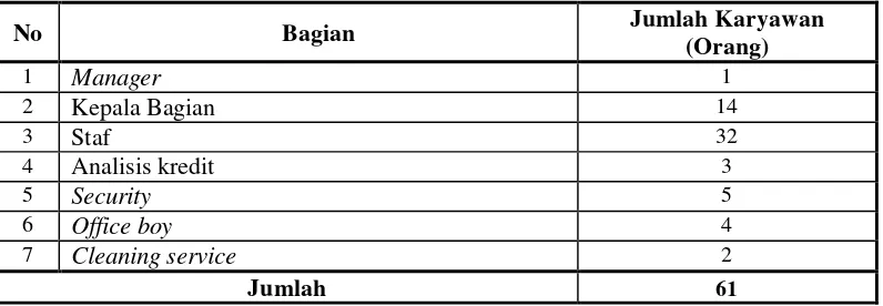 Tabel 1.1 Jumlah Pegawai Pada Koperasi Pegawai Negeri (KPN) Bina Usaha Sejahtera, 2015 