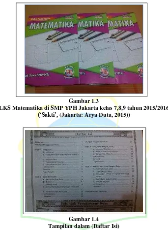 Gambar 1.3 LKS Matematika di SMP YPH Jakarta kelas 7,8,9 tahun 2015/2016 